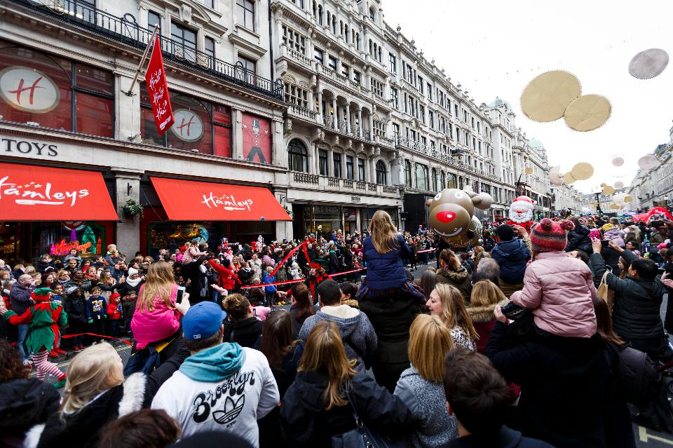 A general view of the annual Hamleys Christmas parade at Regent Street on Nov. 28 in London. (Tristan Fewings/Getty Images)