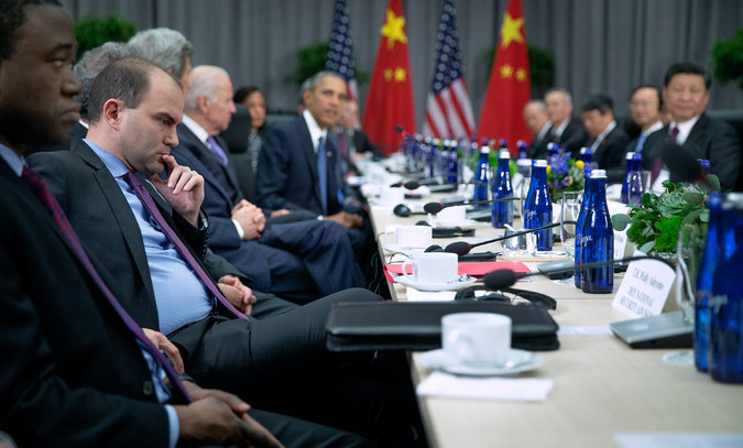 Rhodes at a nuclear-security summit meeting in March, where President Obama met with President Xi Jinping of China. Credit Doug Mills/The New York Times
